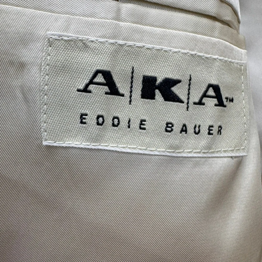 AKA Eddie Bauer Blazer Silk Linen‎ Sport Coat Herringbone Jacket 44L Classic